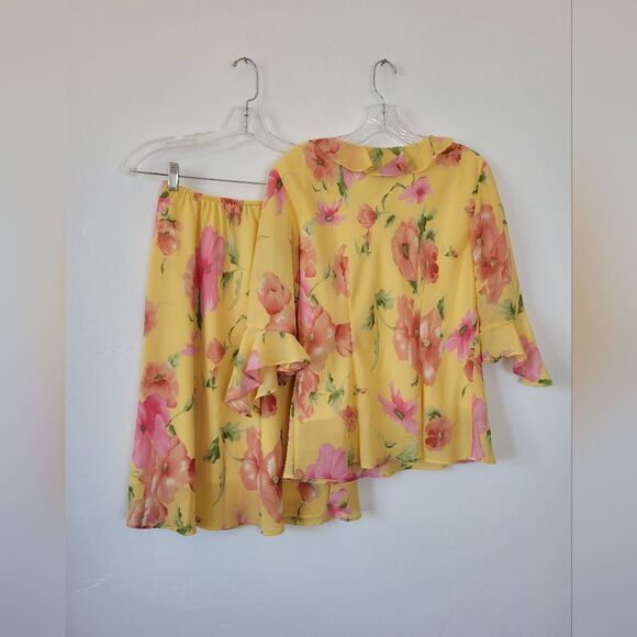 Vintage Just In Thyme Floral Skirt Set Yellow Fairy Cottage Bloomcore 12 Petite - Picture 7 of 9